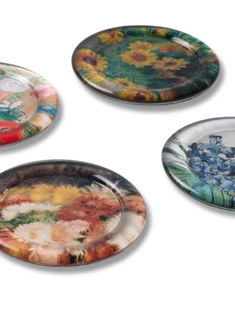 Metropolitan Museum of Art Impressionist Floral Still Life Glass Coaster Set NEW